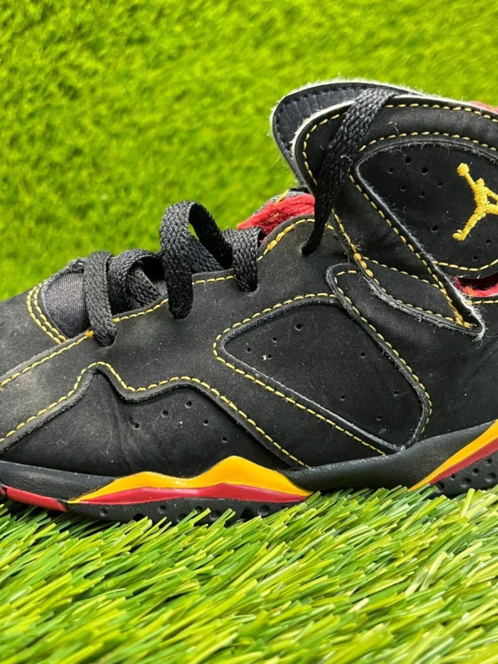 Nike Air Jordan 7 Retro Citrus Boys Size 9C‎ Black Basketball Shoes Sneakers